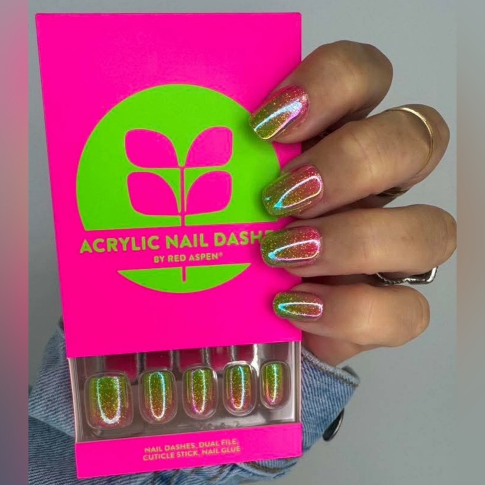 Red Aspen Acrylic Watermelon Mania Shelan ombre glitter press on nails